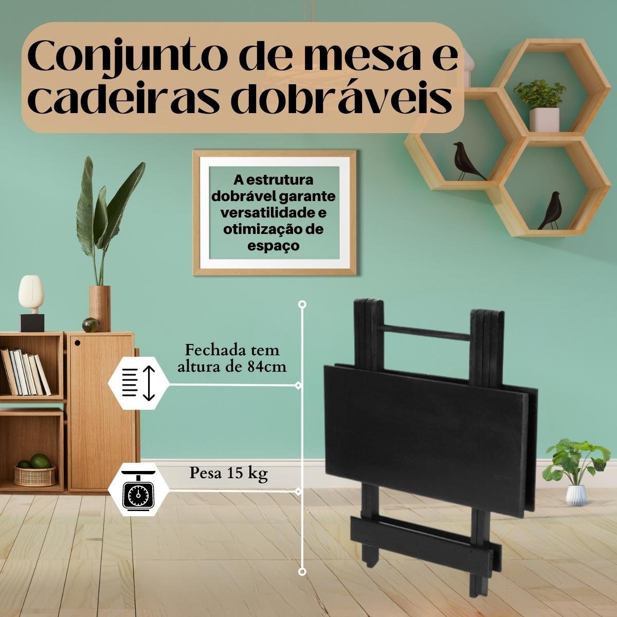 Conjunto Mesa Dobrável 70x70 C/ 4 Cadeiras Estofadas Roxo