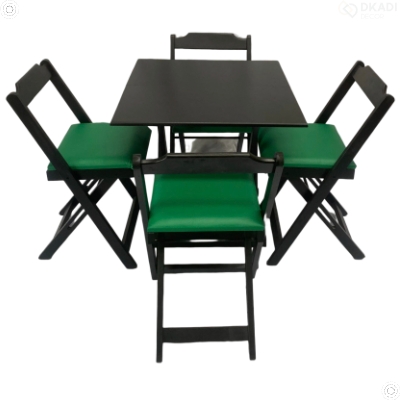Conjunto Mesa Dobrável 70x70 C/ 4 Cadeiras Estofadas Verde