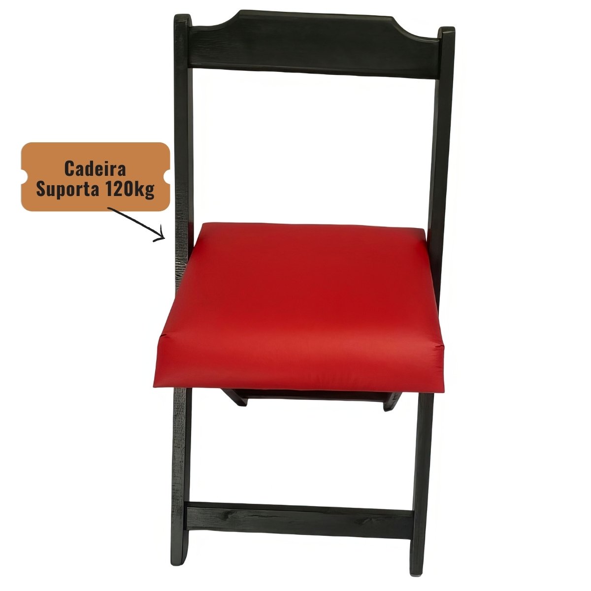 Conjunto Mesa Dobrável 70x70 C/ 4 Cadeiras Estofadas Vermelho