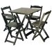 Conjunto Mesa Dobrável 70x70 com 4 Cadeiras Preta