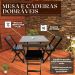Conjunto Mesa Dobrável 70x70 com 4 Cadeiras Preta