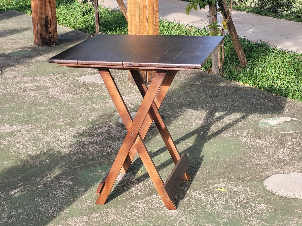 Mesa Dobrável 70x70 Retrátil De Madeira Imbuia