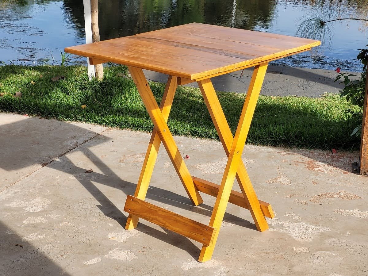 Mesa Dobrável 70x70 Retrátil De Madeira Mel