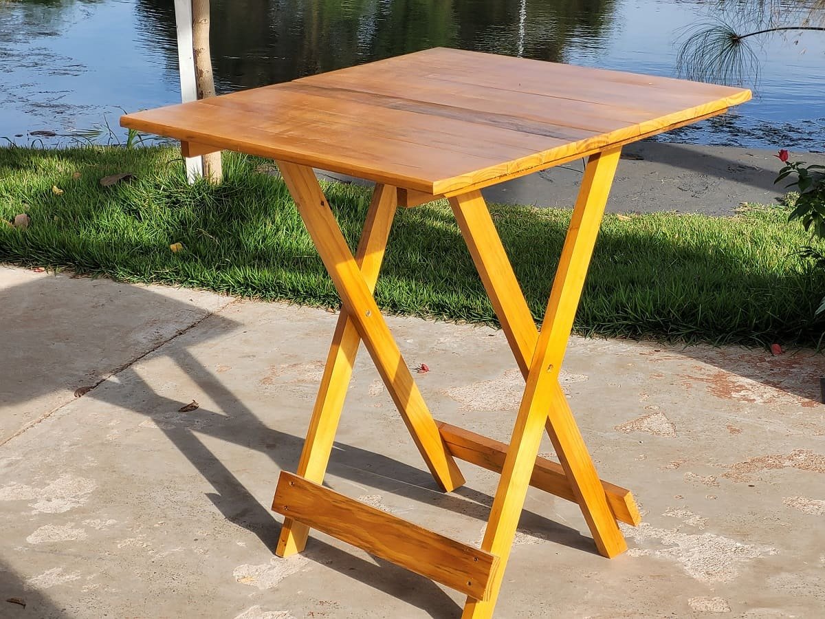 Mesa Dobrável 70x70 Retrátil De Madeira Mel
