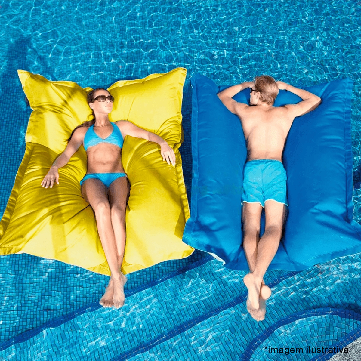 Kit 2 Puffs Flutuantes Piscina Amarelo
