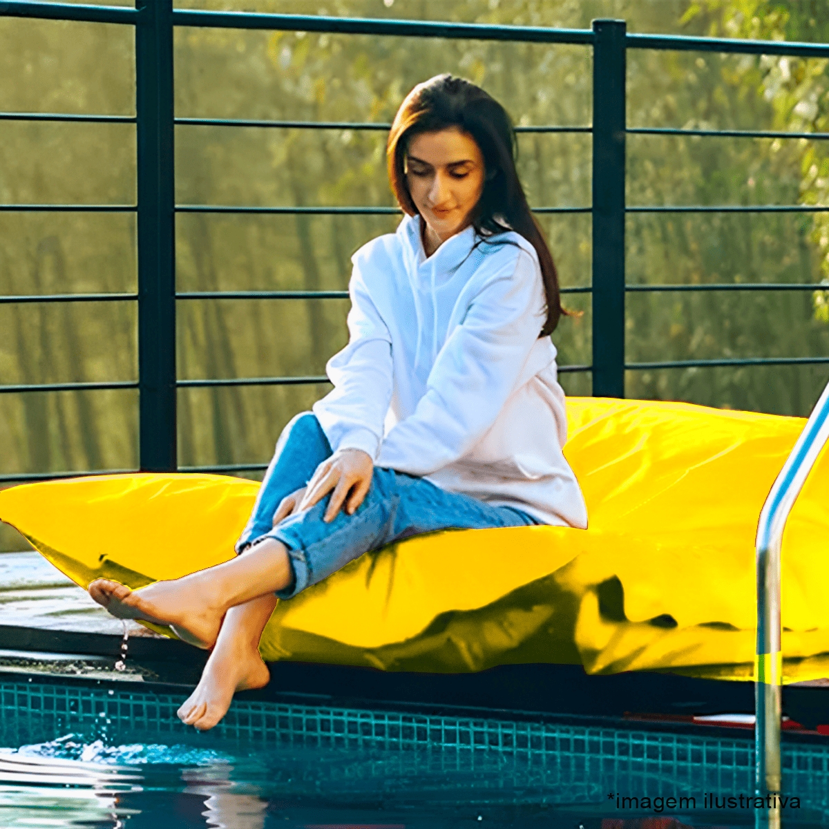 Kit 2 Puffs Flutuantes Piscina Amarelo