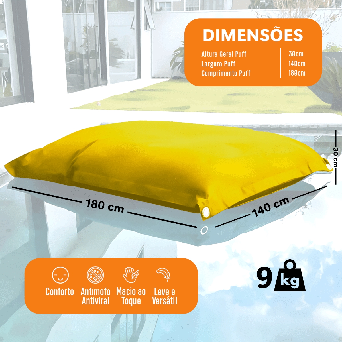 Kit 2 Puffs Flutuantes Piscina Amarelo