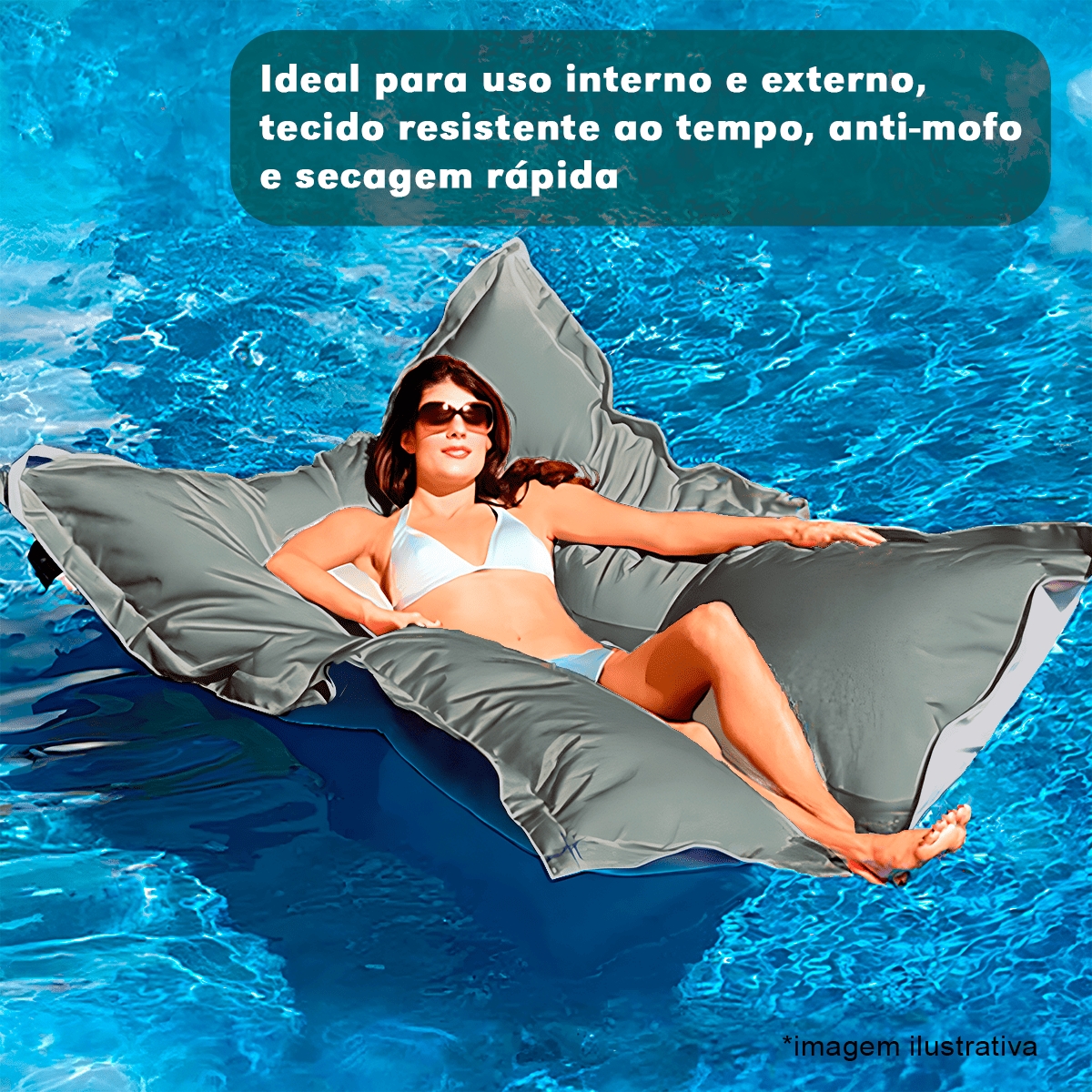Kit 2 Puffs Flutuantes Piscina CINZA