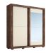 Guarda-Roupa Casal com Espelho Nicole Flex 2 Portas 3 Gavetas Café e Off White