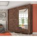 Guarda-Roupa Casal com Espelho Nicole Flex 2 Portas 3 Gavetas Café e Off White