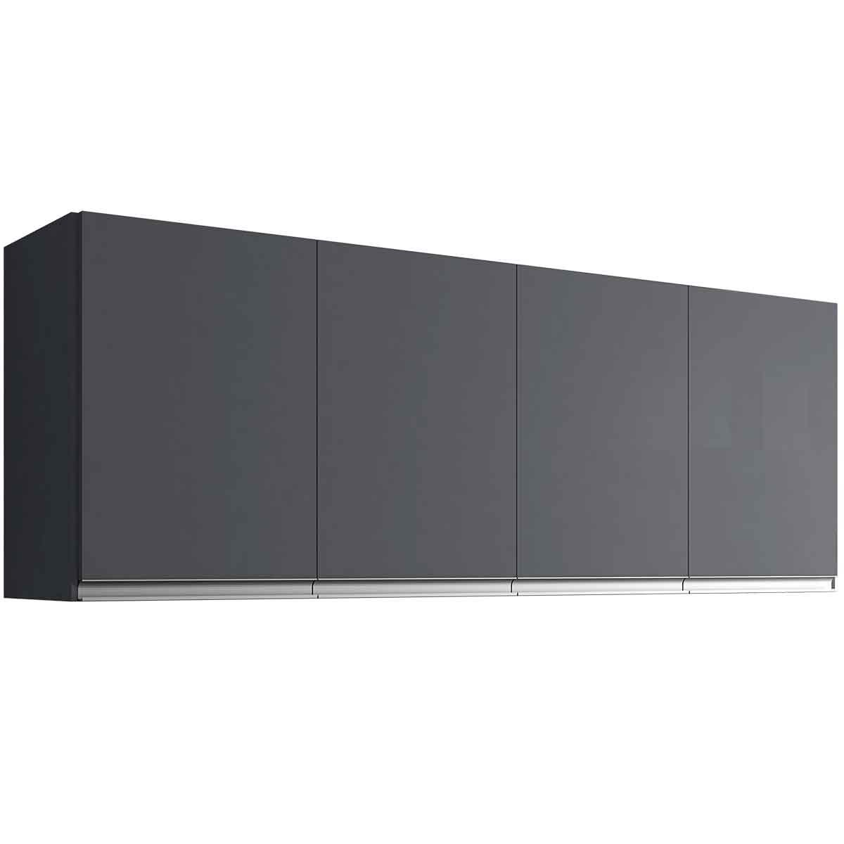 Armário Aéreo Para Cozinha Adriana 4 Portas 150 cm Cinza