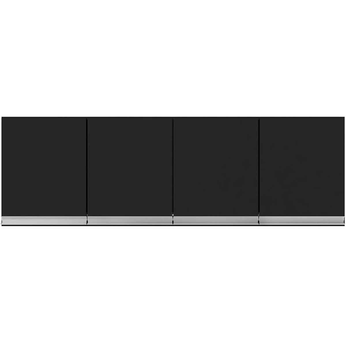 Armário Aéreo Para Cozinha Adriana 4 Portas 160 cm Preto