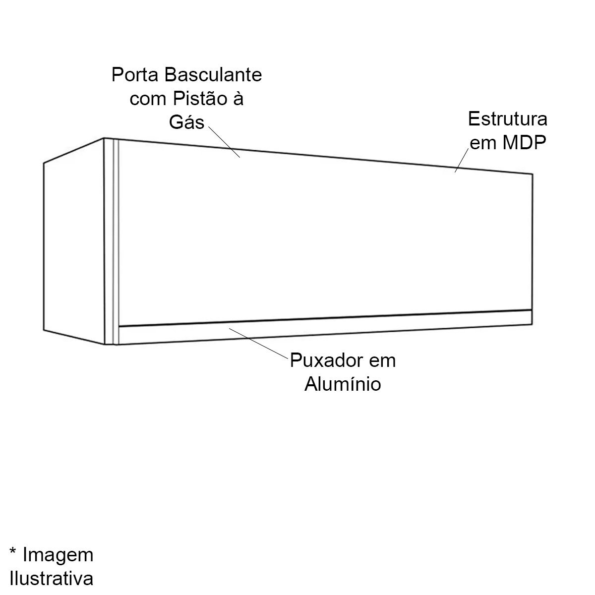 Armário Aéreo de Geladeira Para Cozinha Adriana Branco