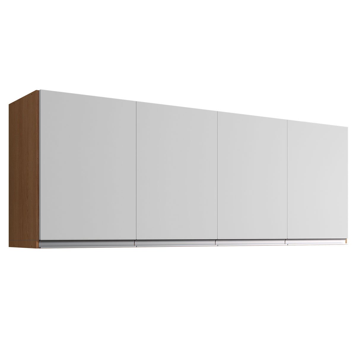 Armário Aéreo para Cozinha 150 cm 4 Portas Adriana Amêndoa/Branco