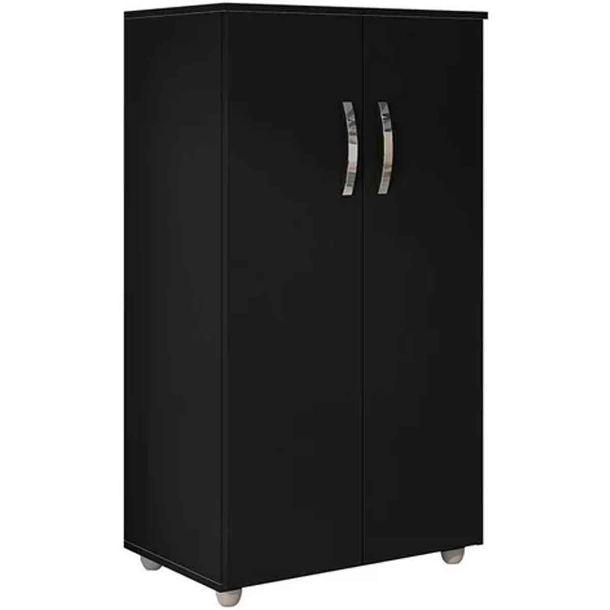 Armário Multiuso Rosa 2 Portas 3 Prateleiras Preto