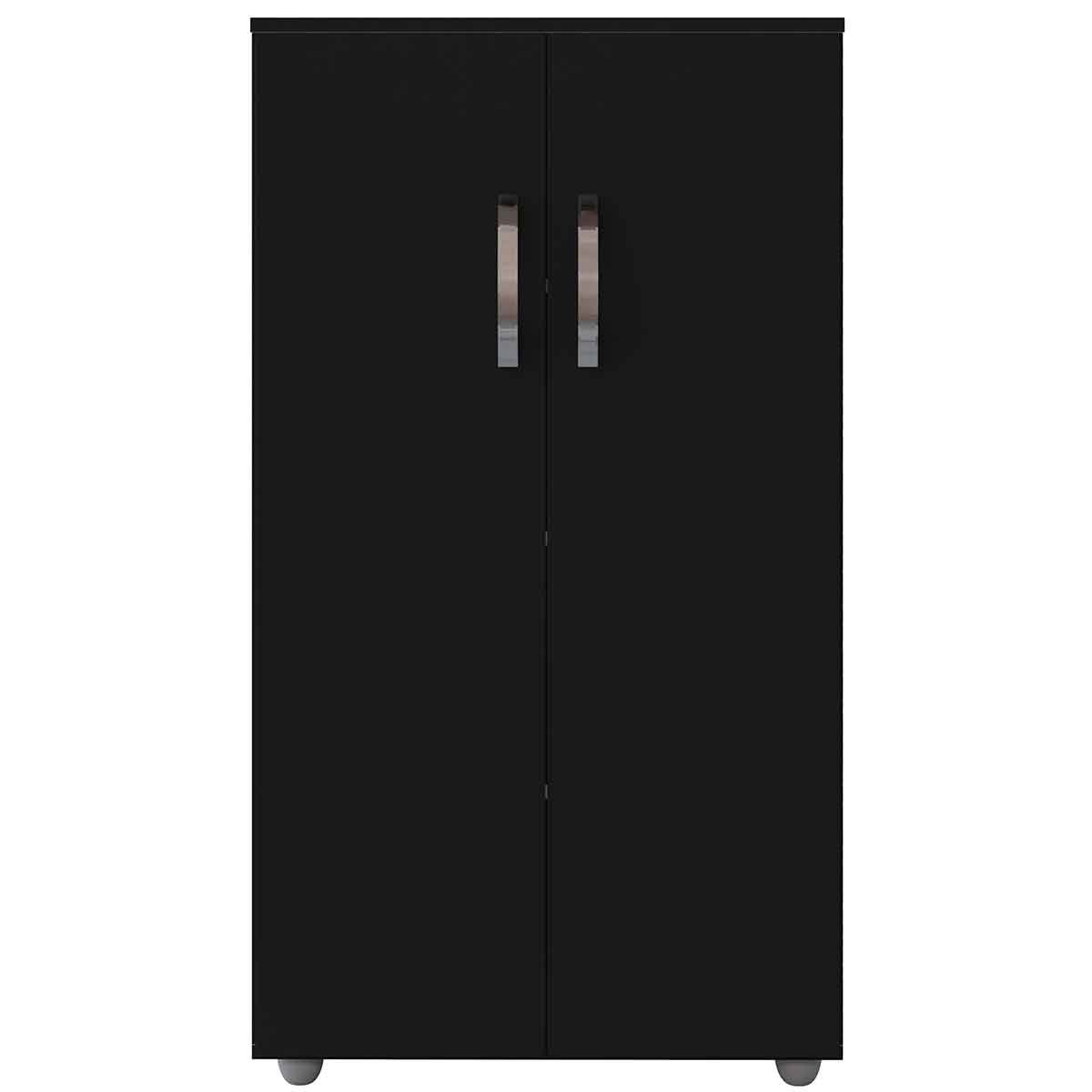 Armário Multiuso Rosa 2 Portas 3 Prateleiras Preto