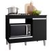 Balcão Para Cooktop 1 Porta 1 Gaveta com Tampo Cátia Preto