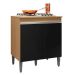 Balcão Para Cooktop Adriana 2 Portas com Tampo Amêndoa/Preto