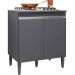 Balcão Para Cooktop Adriana 2 Portas com Tampo Cinza