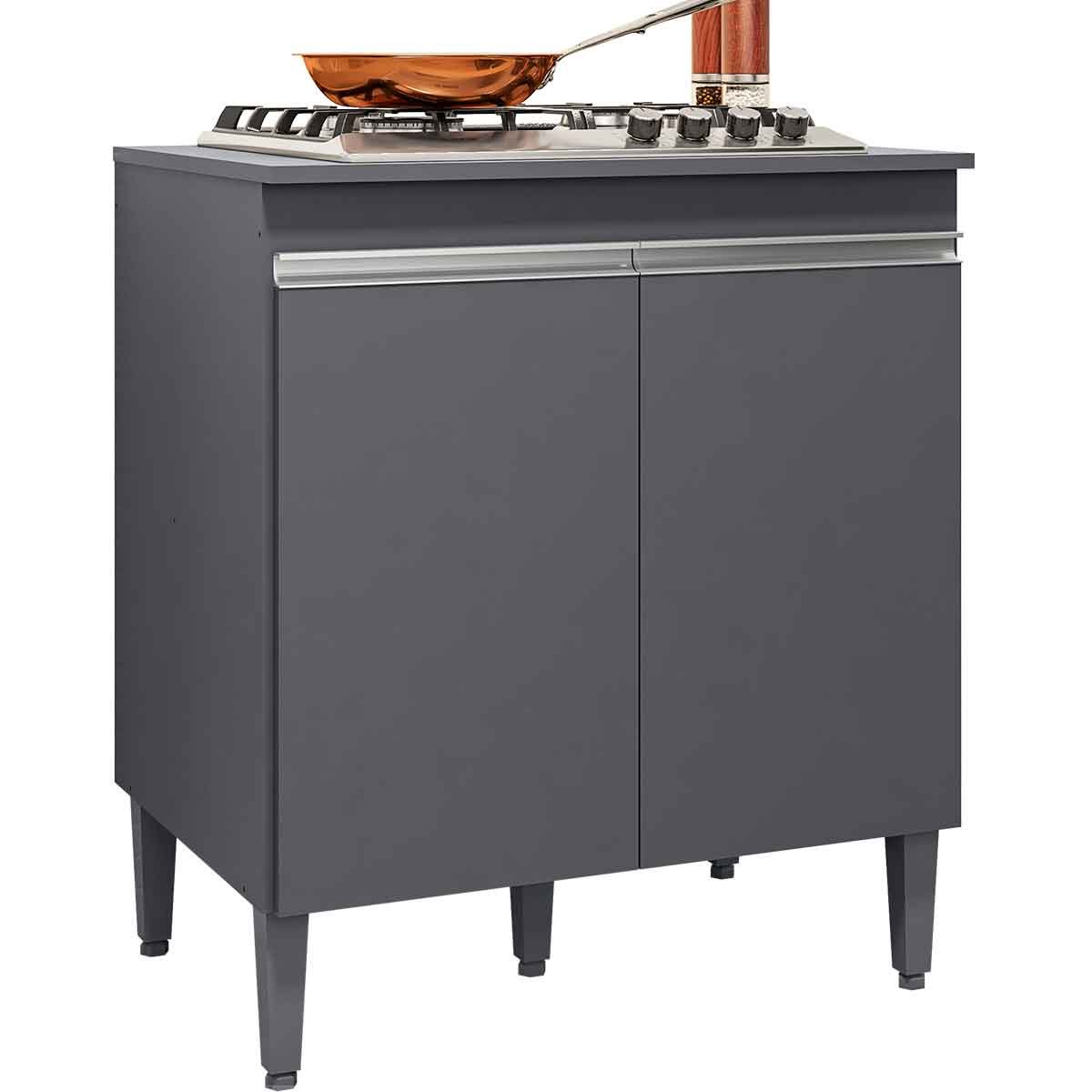 Balcão Para Cooktop Adriana 2 Portas com Tampo Cinza