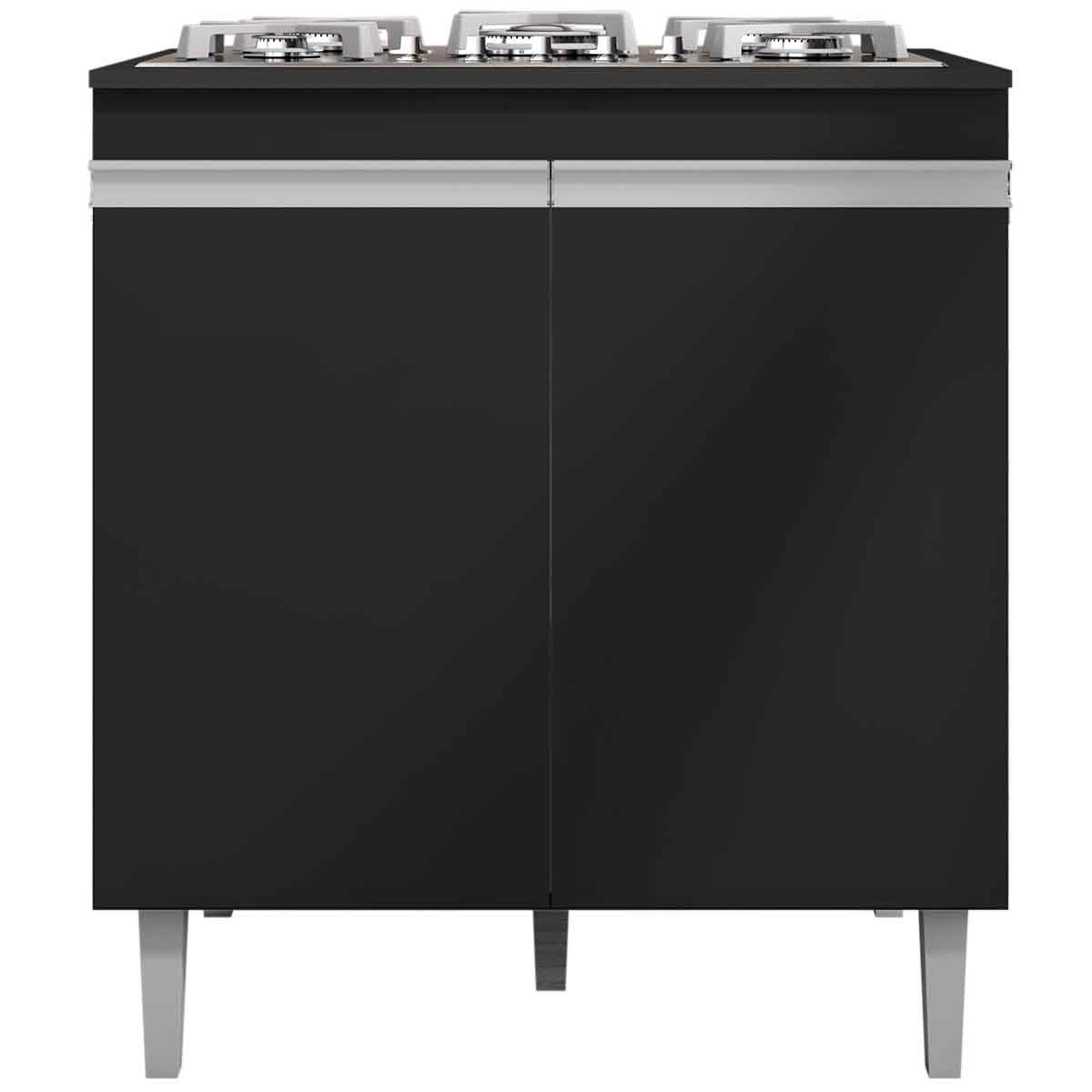 Balcão Para Cooktop Adriana 2 Portas com Tampo Preto