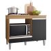 Balcão Para Cooktop Cátia 1 Porta com Tampo Amêndoa/Preto