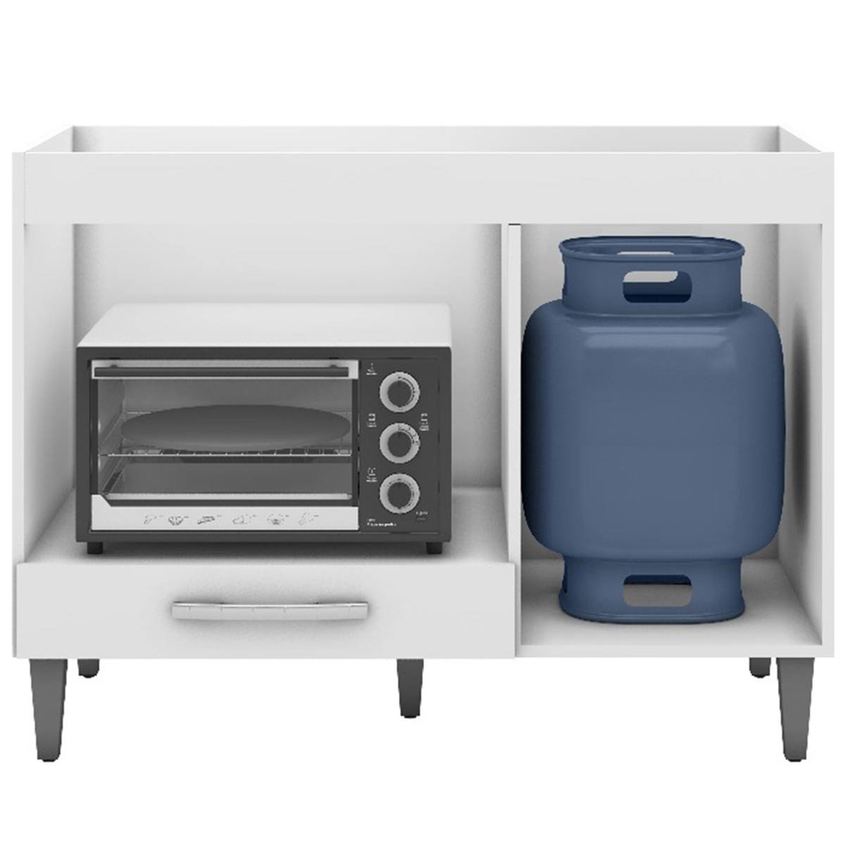 Balcão Para Cooktop Cátia 1 Porta com Tampo Branco