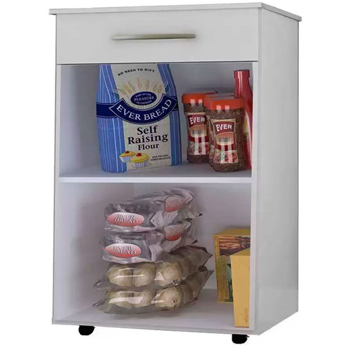 Balcão Para Microondas Júlia 2 Portas e 1 Gaveta Branco Flex