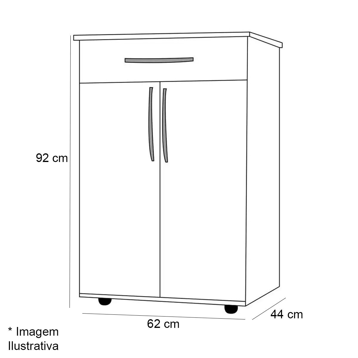 Balcão Para Microondas Júlia 2 Portas e 1 Gaveta Branco Flex
