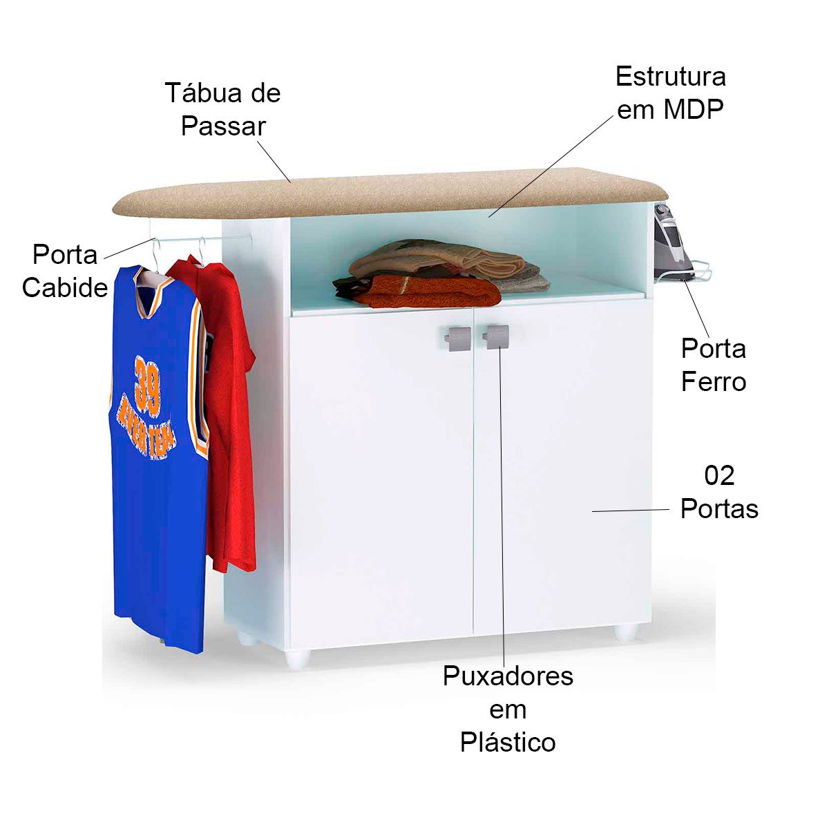Balcão Tábua de Passar 2 Portas Beatriz Branco