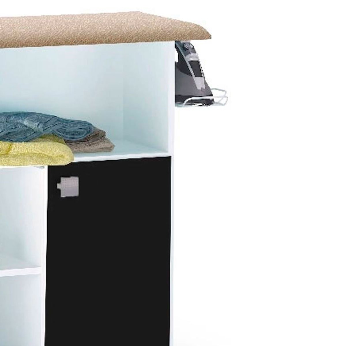 Balcão Tábua de Passar Roupa 1 Porta Maria Branco/Preto
