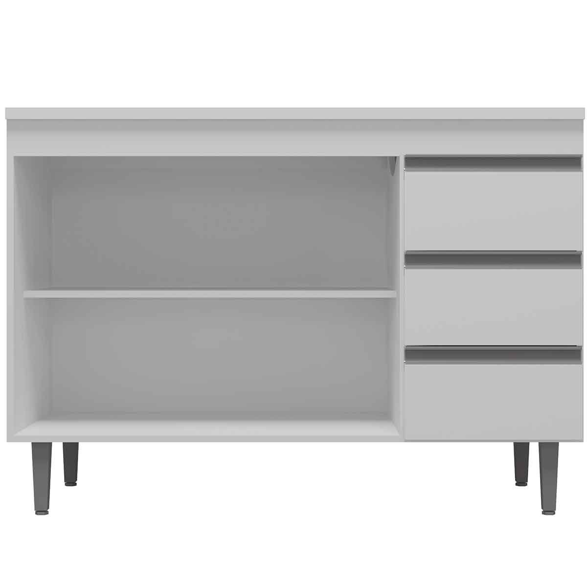 Balcão de Pia 120 cm Adriana 2 Portas e 3 Gavetas Branco