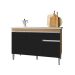 Balcão de Pia 120 cm Talita 3 Portas 1 Gaveta Amêndoa/Preto