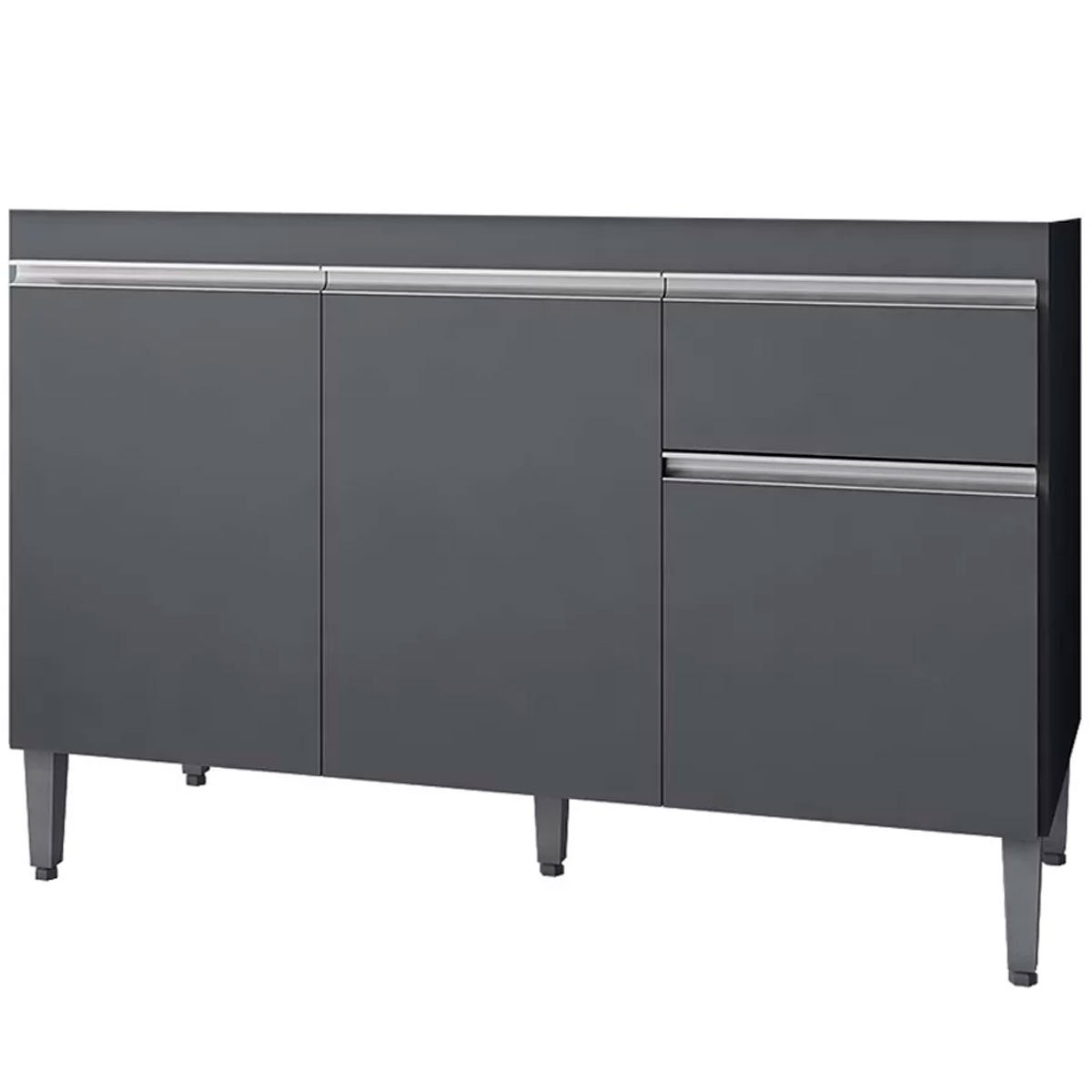 Balcão de Pia 120 cm Talita 3 Portas 1 Gaveta Cinza
