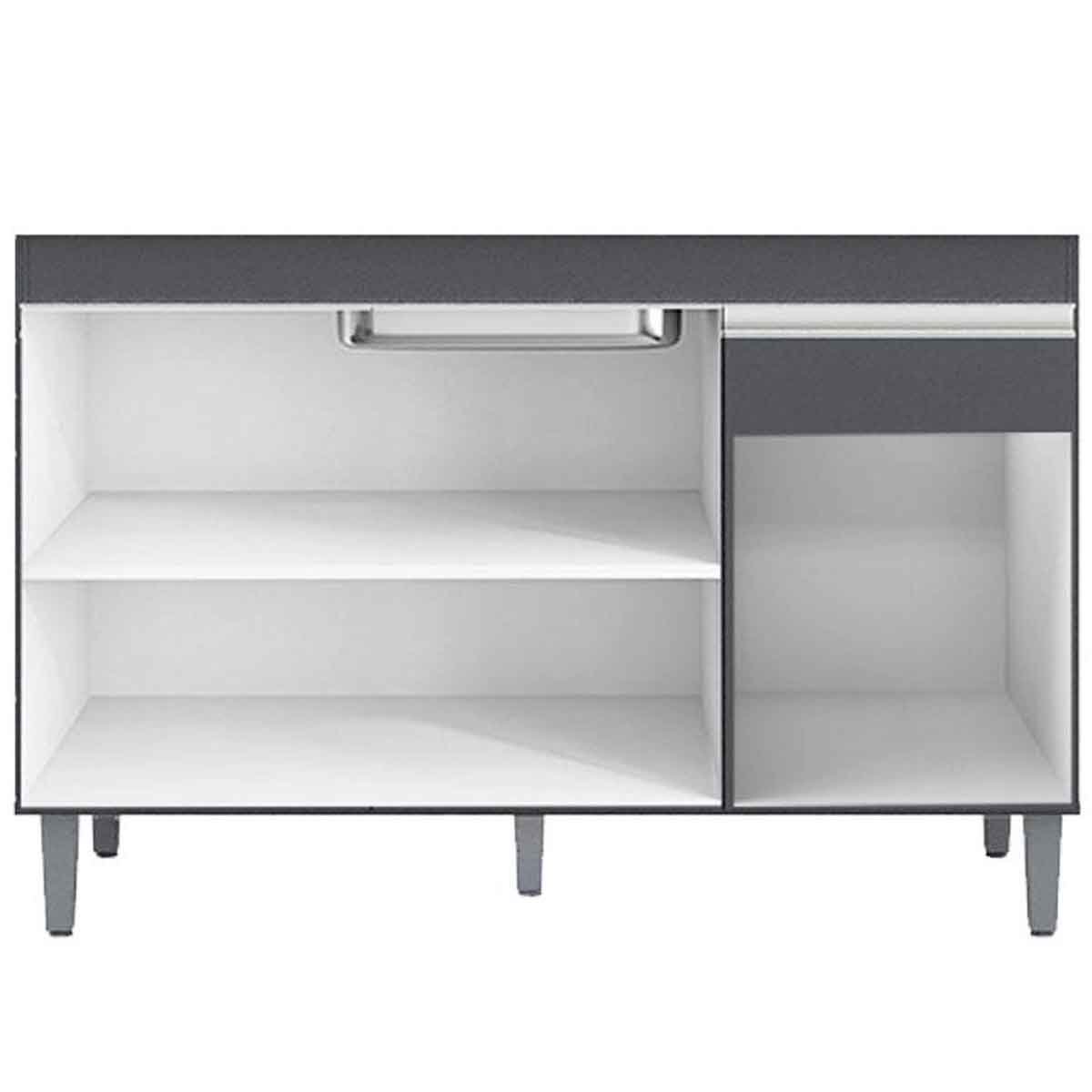 Balcão de Pia 120 cm Talita 3 Portas 1 Gaveta Cinza