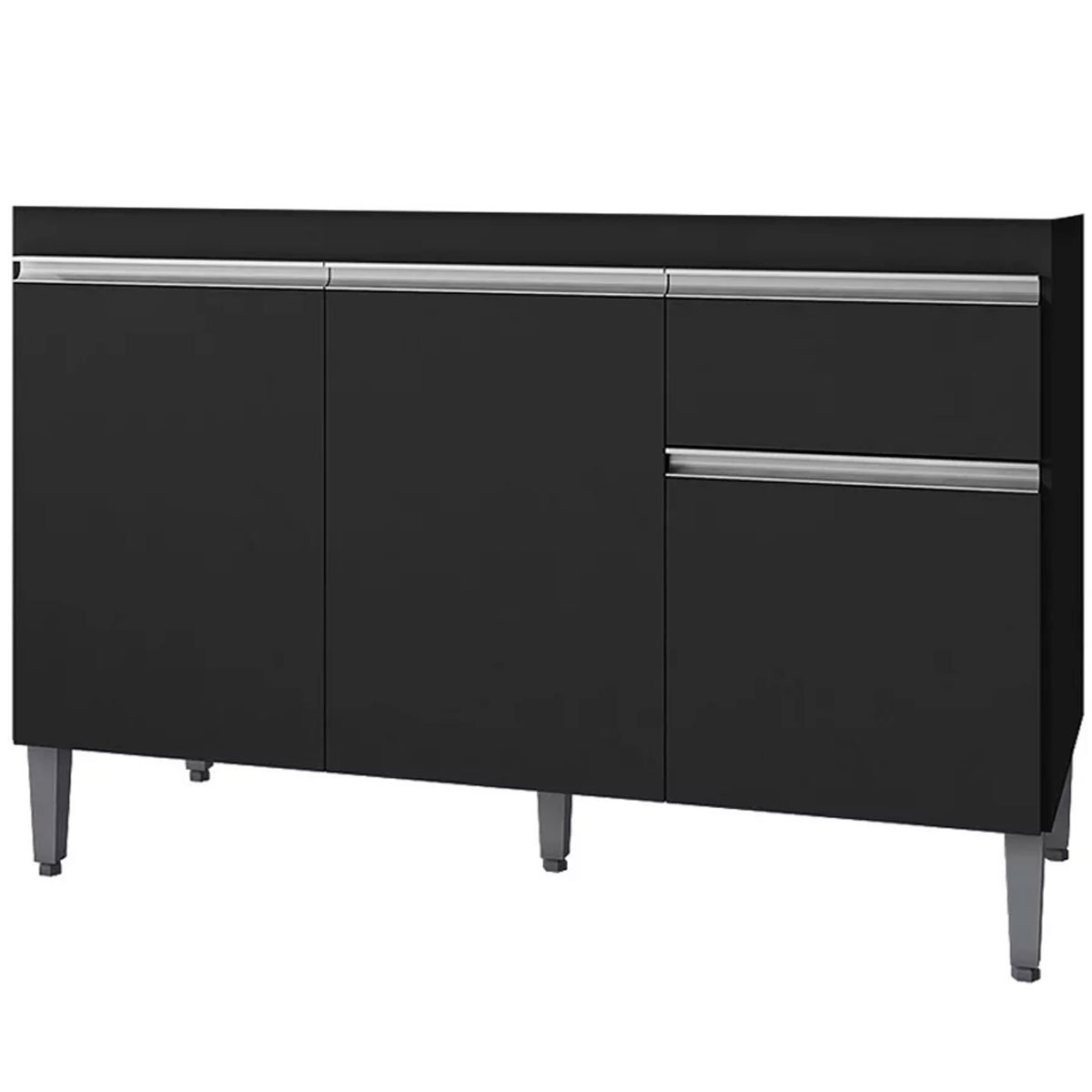 Balcão de Pia 120 cm Talita 3 Portas 1 Gaveta Preto