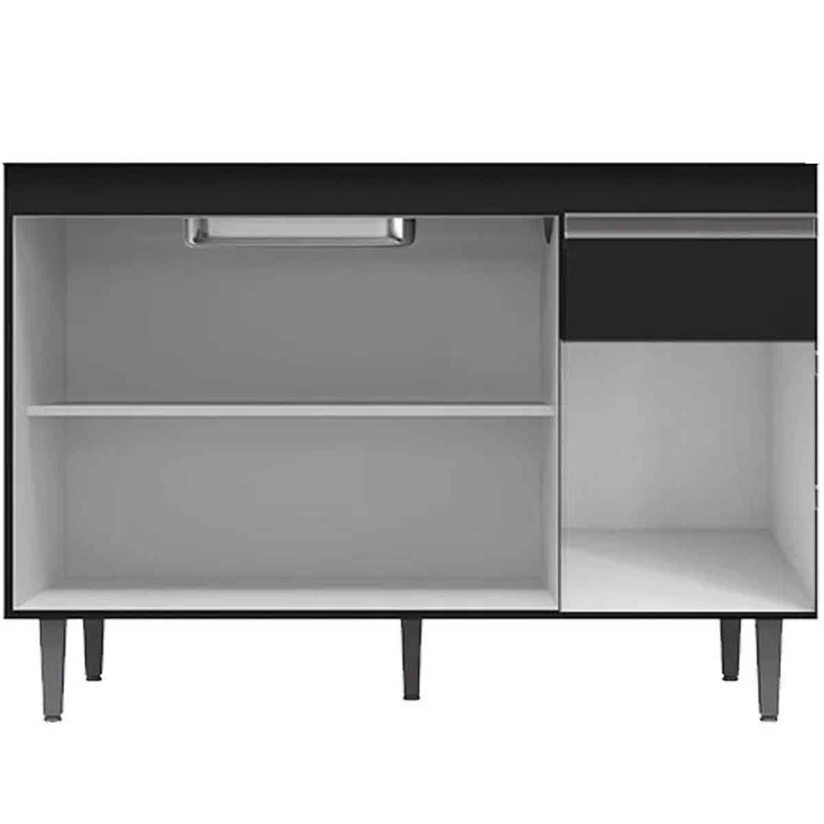 Balcão de Pia 120 cm Talita 3 Portas 1 Gaveta Preto
