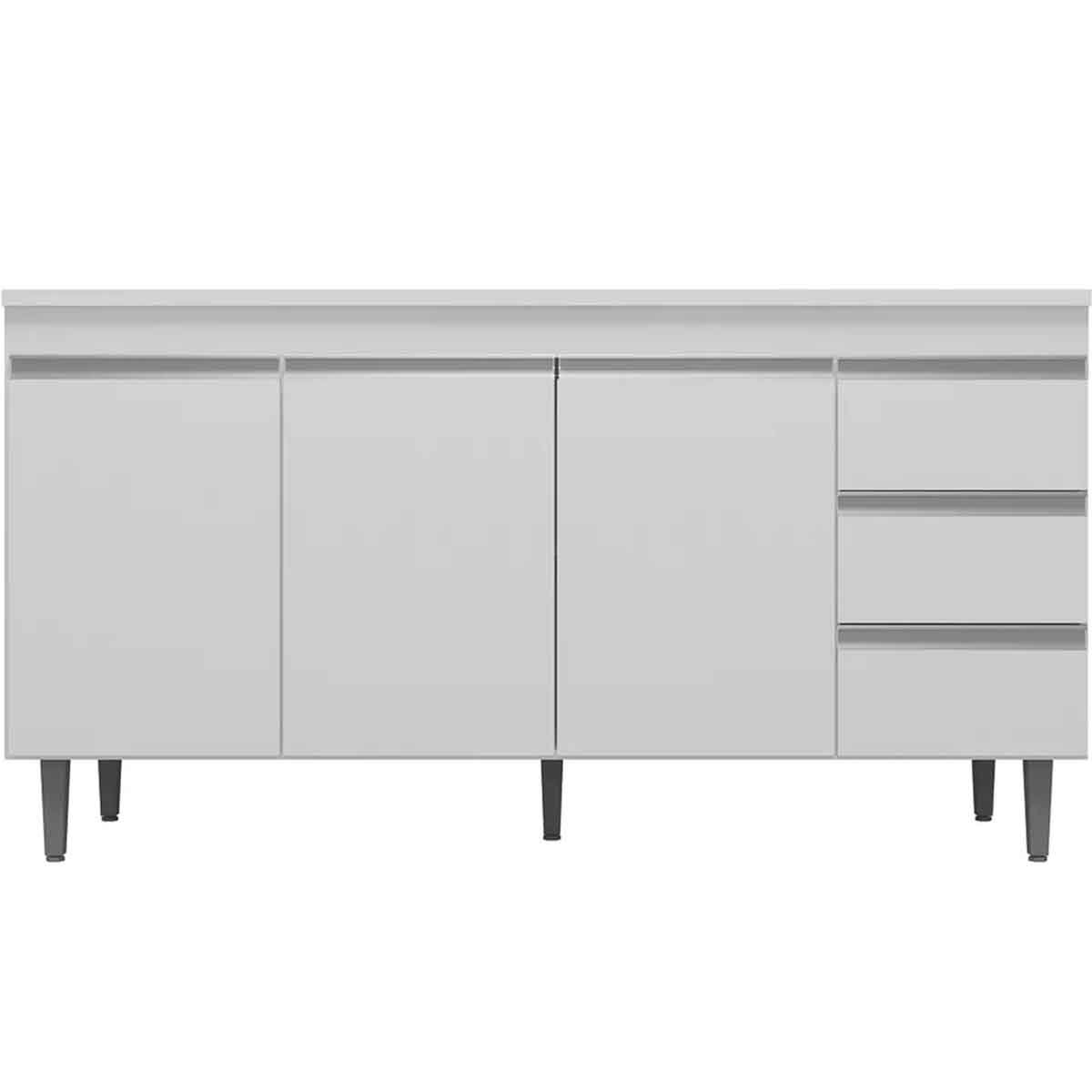 Balcão de Pia 150 cm Adriana 3 Portas e 3 Gavetas Branco