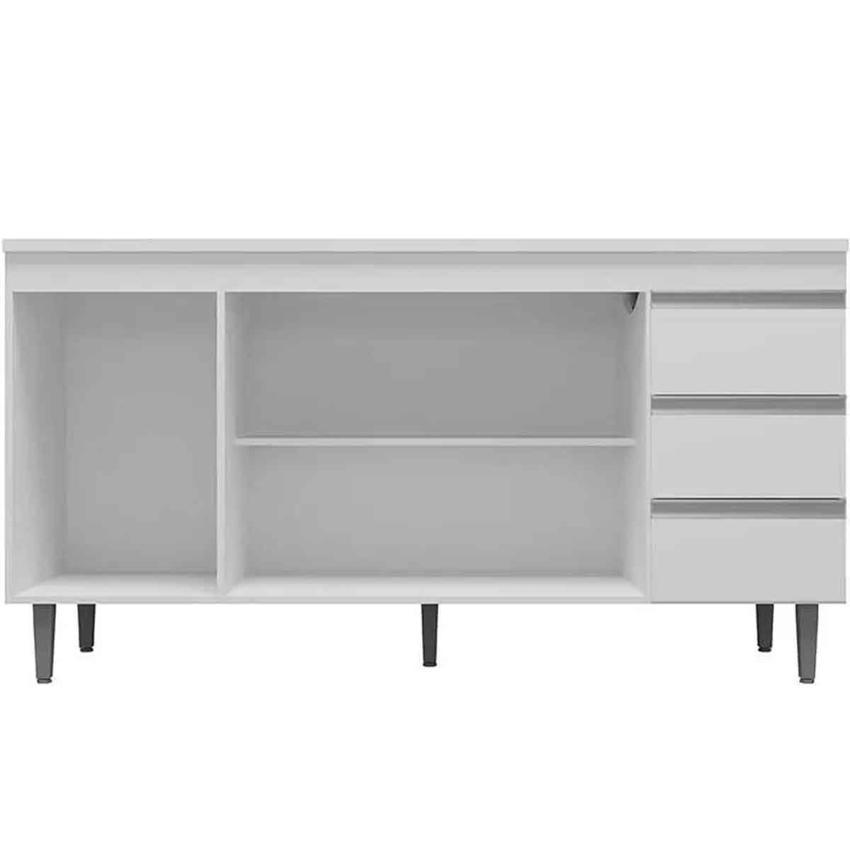 Balcão de Pia 150 cm Adriana 3 Portas e 3 Gavetas Branco