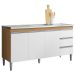 Balcão de Pia Sem Tampo 160 cm 3 Portas 3 Gavetas Adriana Amêndoa/Branco