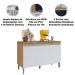 Balcão de Pia para Cozinha 120 cm 3 Portas Kadu Amêndoa/Branco