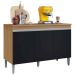 Balcão de Pia para Cozinha 120 cm Kadu 3 Portas  Amêndoa/Preto