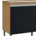 Balcão de Pia para Cozinha 120 cm Kadu 3 Portas  Amêndoa/Preto