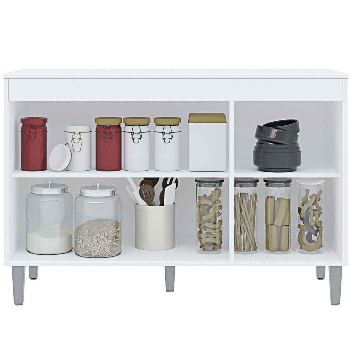 Balcão de Pia para Cozinha 120 cm Kadu 3 Portas  Branco