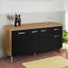 Balcão de Pia para Cozinha 150 cm Graziela 4 Portas 1 Gaveta Amêndoa/Preto