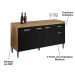 Balcão de Pia para Cozinha 150 cm Graziela 4 Portas 1 Gaveta Amêndoa/Preto
