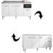 Balcão de Pia para Cozinha 150 cm Graziela 4 Portas 1 Gaveta Branco/Preto