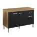 Balcão de Pia sem Tampo 120 cm 3 Portas 1 Gaveta Graziela Amêndoa/Preto