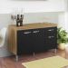 Balcão de Pia sem Tampo 120 cm 3 Portas 1 Gaveta Graziela Amêndoa/Preto