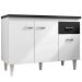 Balcão de Pia sem Tampo 120 cm 3 Portas 1 Gaveta Graziela Branco/Preto
